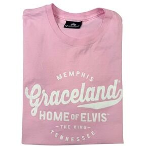Graceland Elvis Presley T Shirt Mens‎ XL Pink Good Memphis Tennessee Graphic Tee